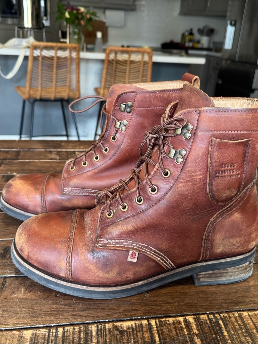 & And Sons Drover Men’s Portuguese Leather handmade Lace-Up Work Boots
